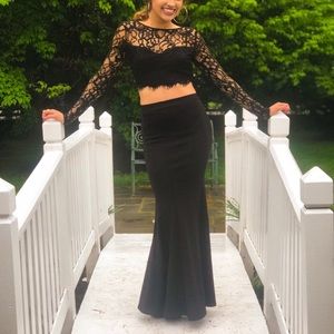 two piece lace formal gown